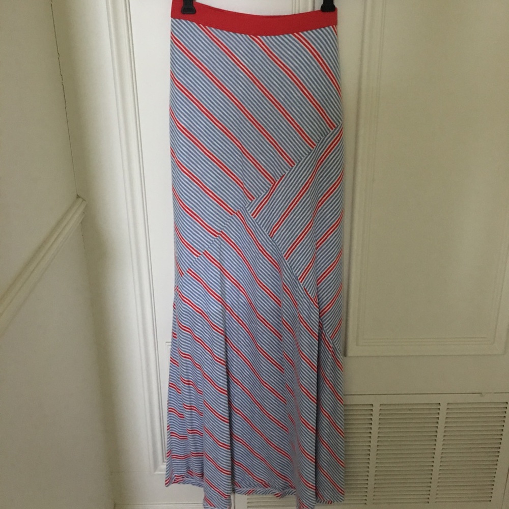 Red white and blue long skirt